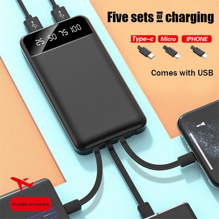 Portable Power Bank 10000mAh - Built-in Cables Fast Charging Battery - 第 5/5 張圖片
