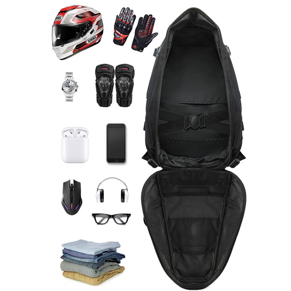 Sac arrière de siège arrière de moto, sac à dos de rangement pour casque de moto – Image 9