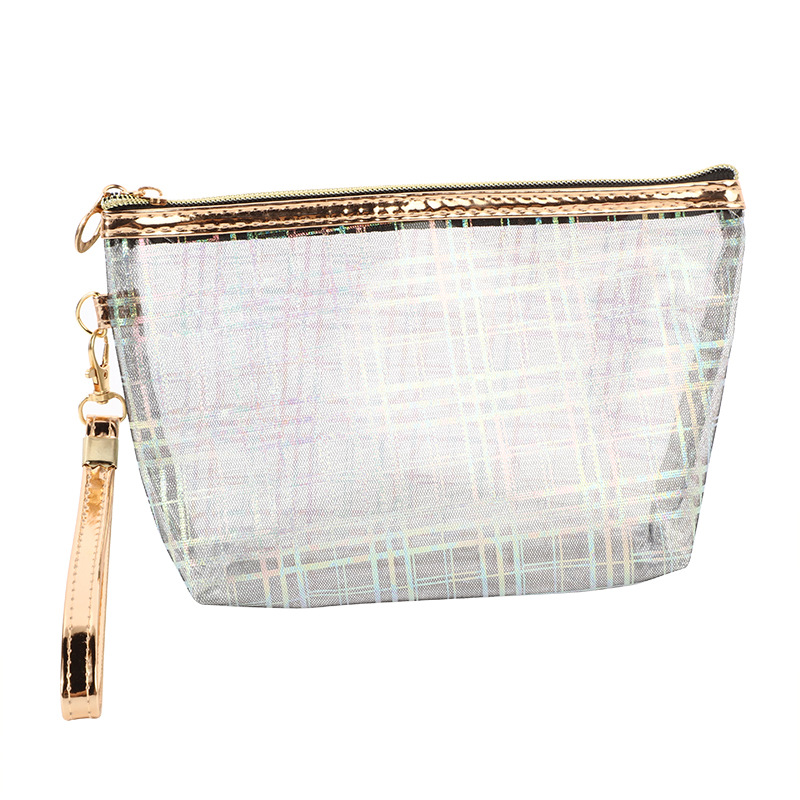 Laser Clip Mesh Hexagonal Pvc Toiletry Cosmetic Bag