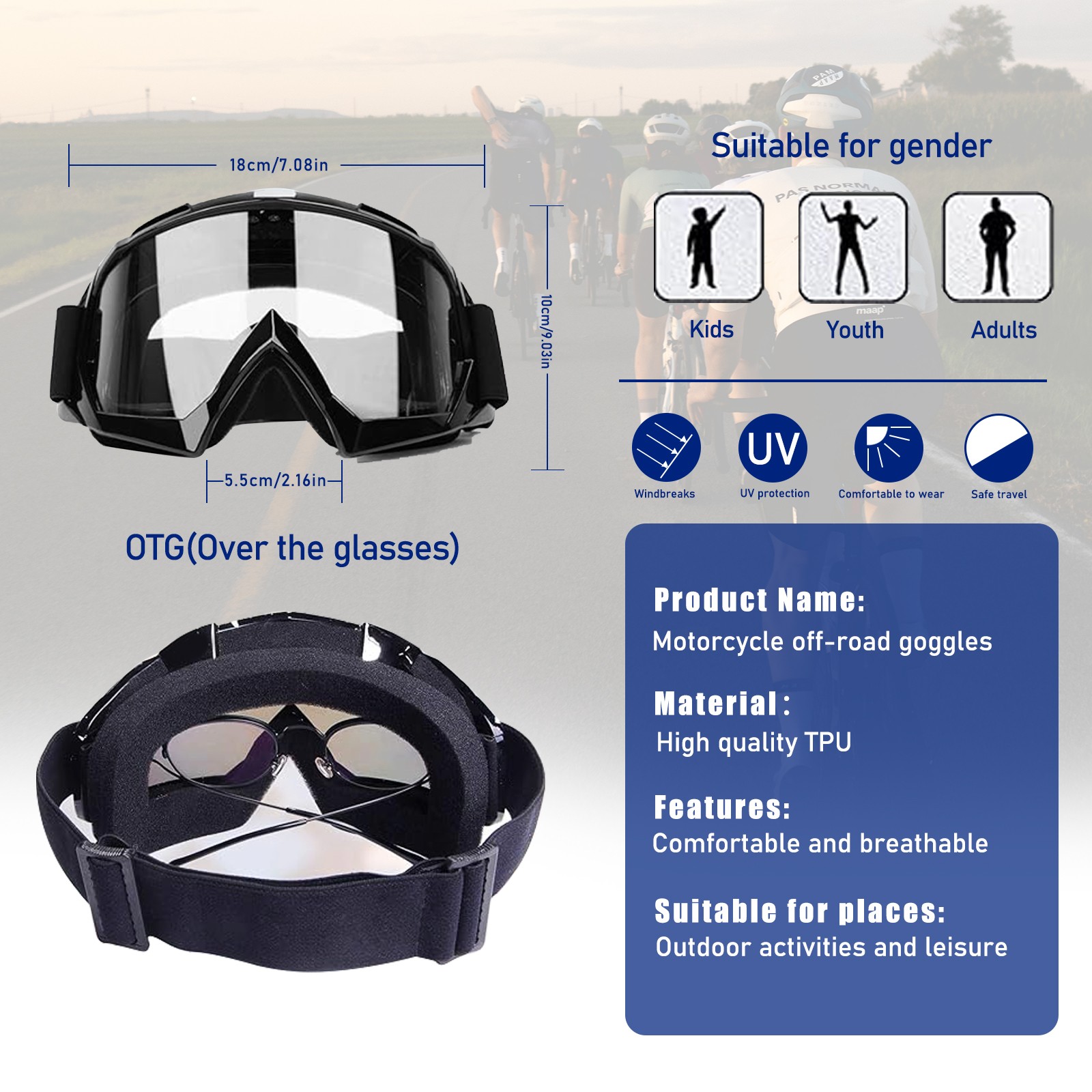 Off-Road Motorcycle Motocross Goggles Dirt Bike ATV UTV M T B UV400 Riding — image 8