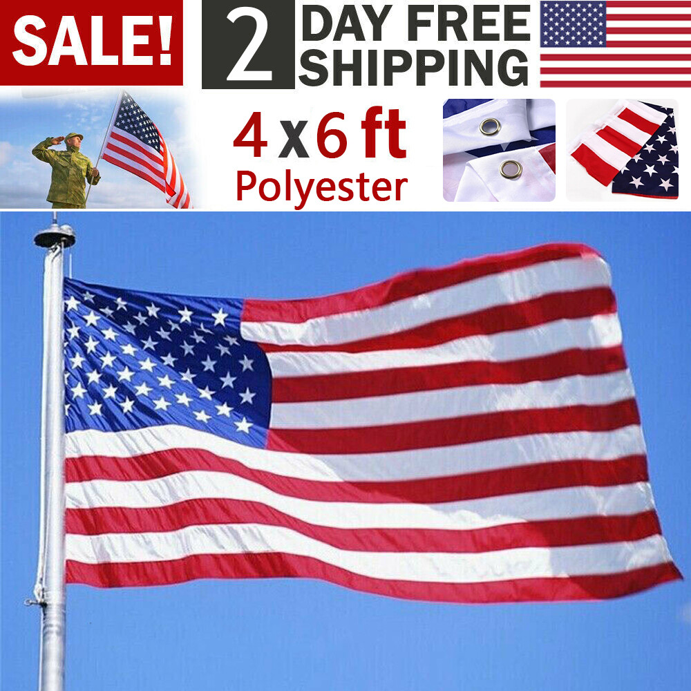 4X6FT Polyester American Flag 120cmX180cm USA Flag Outdoor Yard Decor Stars Brass Grommets 1Pc - Shop at LoveMi