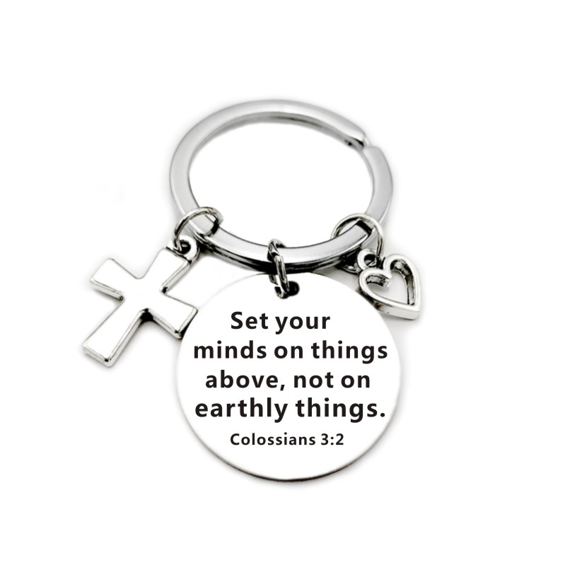 … Scripture Pendant Cross Heart Charms Keychain