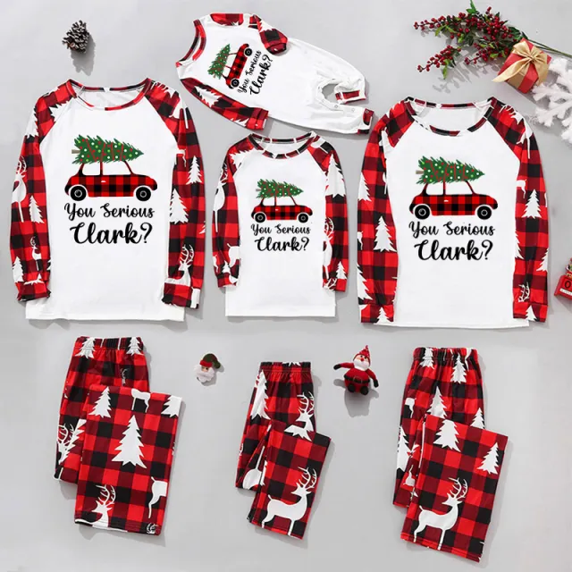 Christmas Home Service Parent child Suit Plaid Stitching Printing - Shop at LoveMi