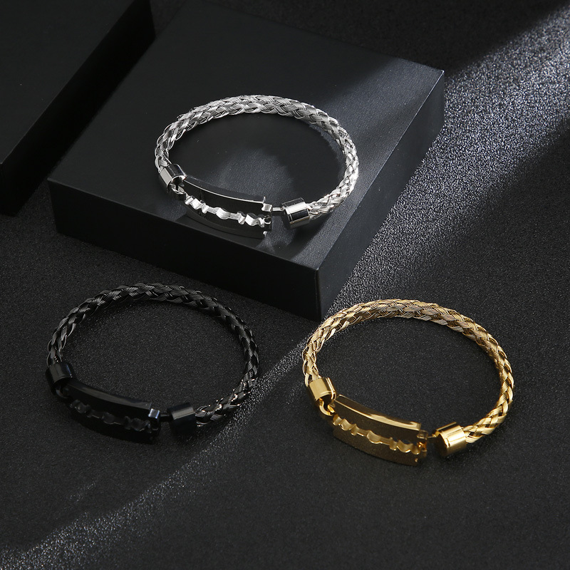 Titanium Steel Men's Bracelet Fashion 18k Wire Braided Blade