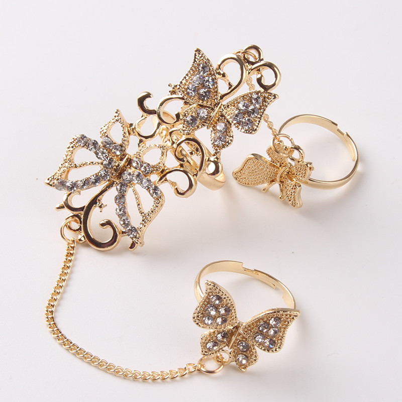 Women's Fashion Temperament Butterfly Hollow Ring Set