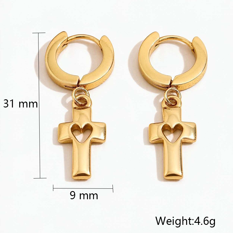 Stainless Steel Cross Pendant Necklace Earrings 5