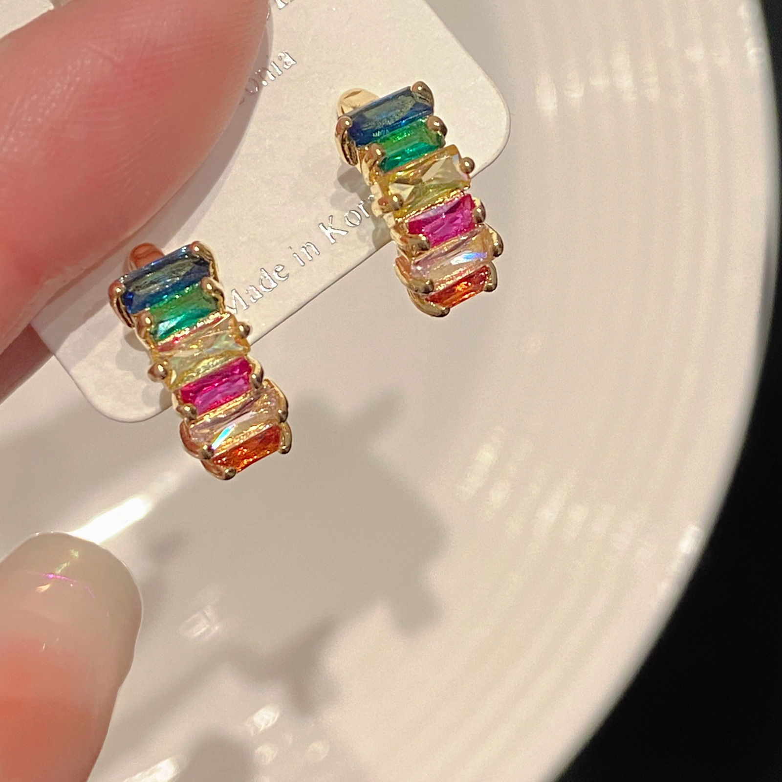 Title 5, Colorful Zircon Earrings Affordable Luxury Styl...