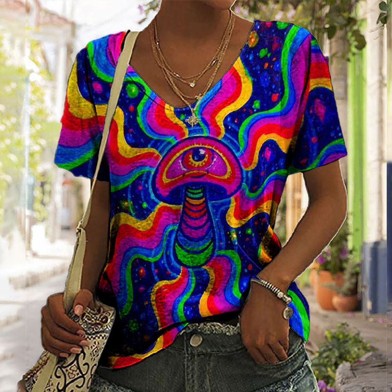 3D Printing Personality Printing Loose Women's T Shirt Top Jl2270906 5Xl - Shop at LoveMi