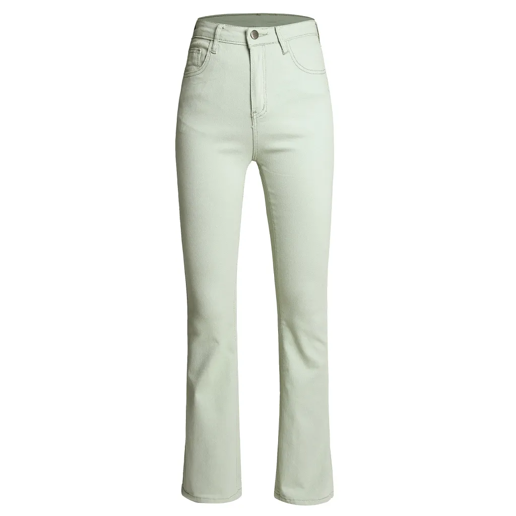 High Waist Hip Lifting Jeans - Green