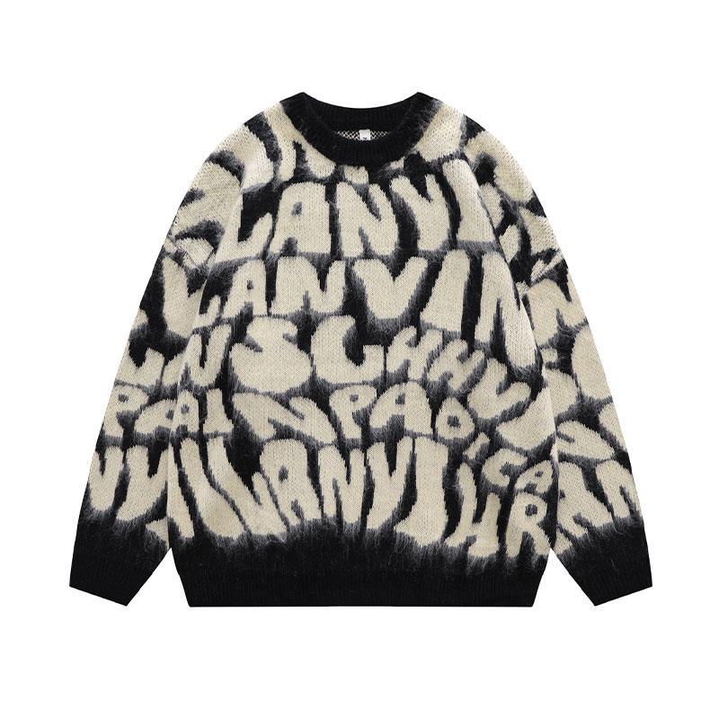 Plush Alphabet Jacquard Pullover Sweater For Men And Women