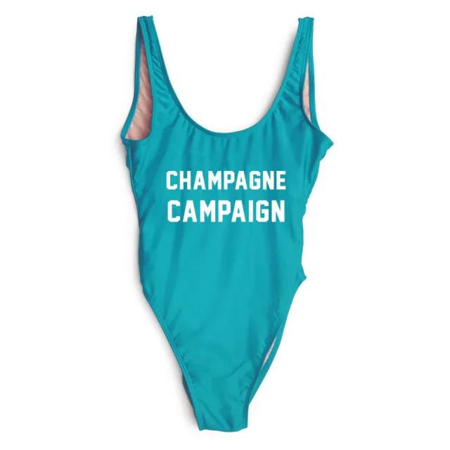 Women's Tight Backless One Piece Alphabet Swimsuit Green - Shop at LoveMi