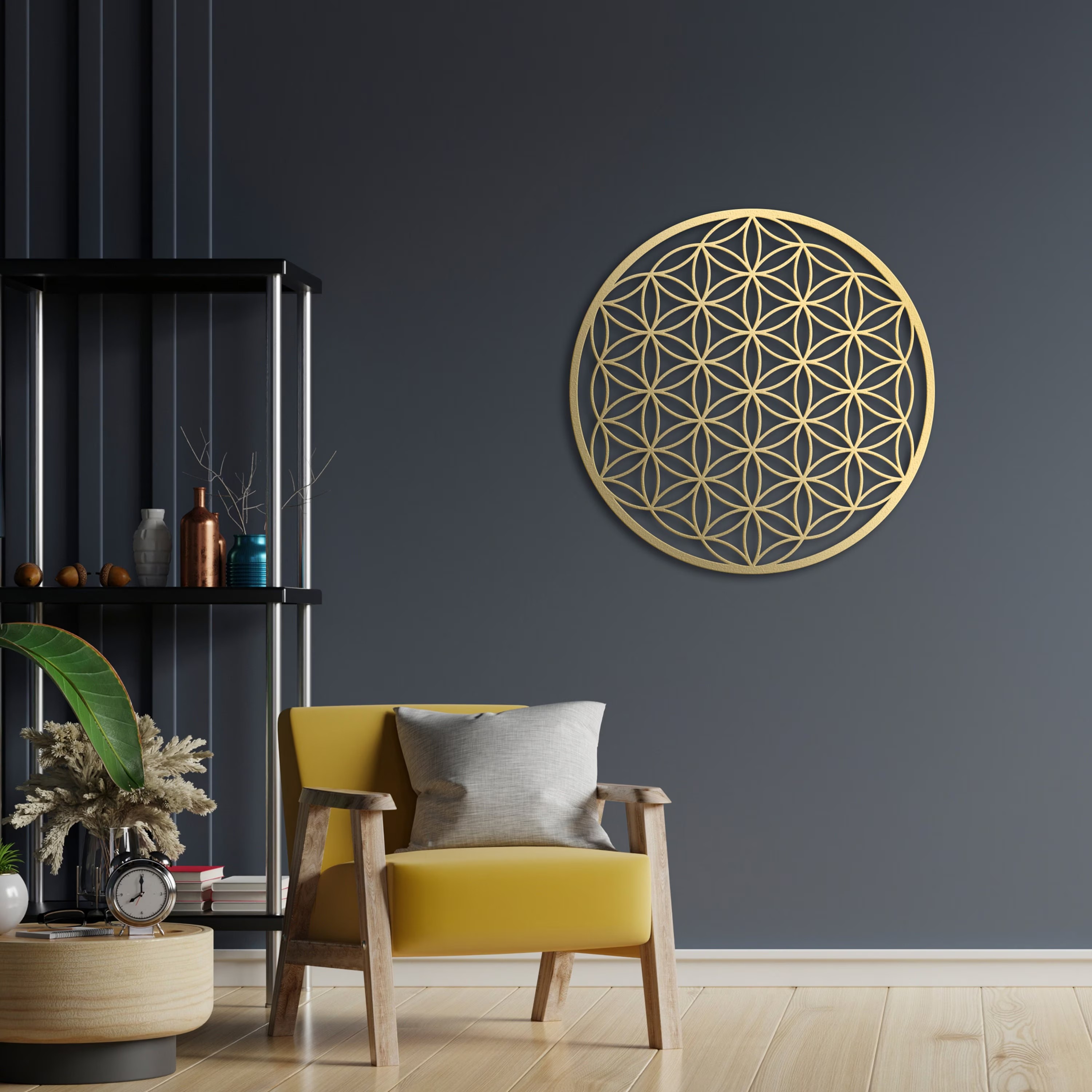 Zen Lotus Metal Wall Art Boho Chic Floral Hanging For Living Room Bedroom