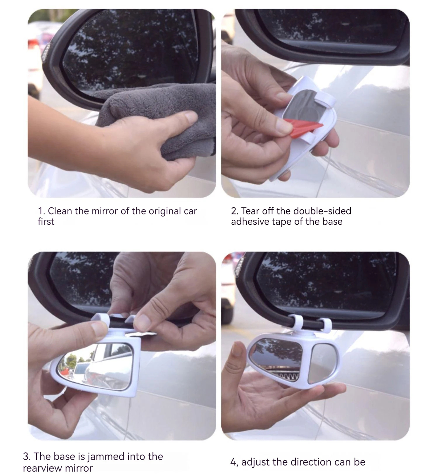 Car Reversing Small Round Mirror Front And Rear Wheel Wide-Angle Mirror Double-Sided Auxiliary Rearview 360 Adjustable Wide Angle Side Rear View Mirror For Car — foto 16