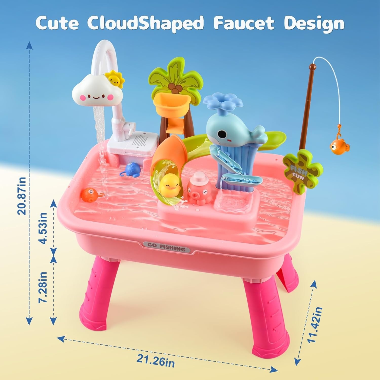 Upgraded Toddler Sand Water Table Toy Kids Fishing Fun Kitchen Play Sink UK — image 11
