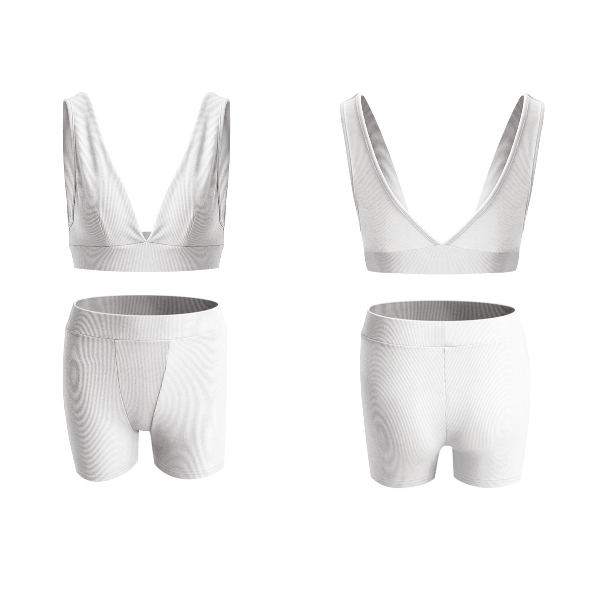 Women's New V-neck Sports Yoga Cotton Solid Color Two-piece Suit