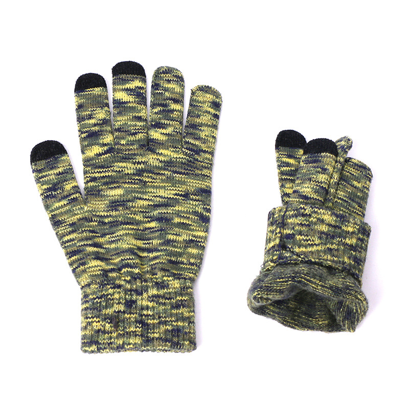 Knitted Three-piece Hat Scarf Touch Screen Gloves Plus Velvet Outdoor Solid Color — foto 3