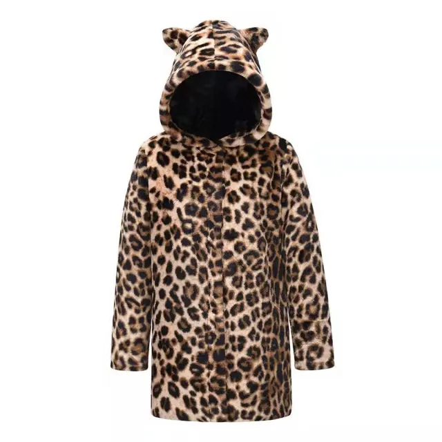 Fashion Warm Mid length Faux Fur Coat Winter New Women's Coat With Hood Leopard Print - Shop at LoveMi