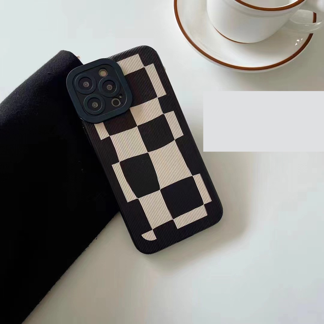 Funda silicona retro cuadros blanco y negro blanda