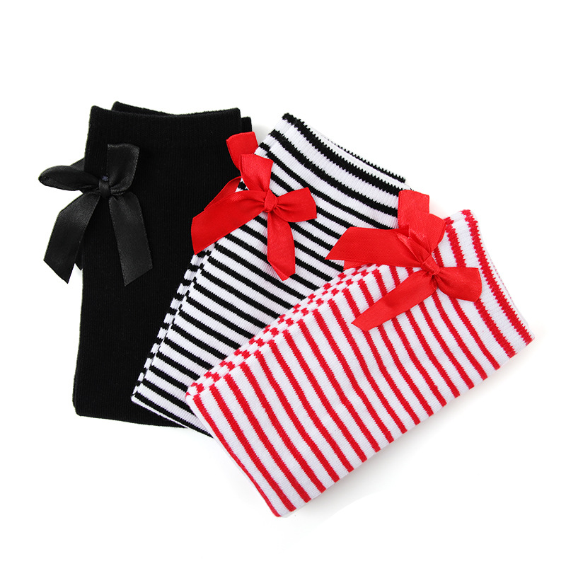 KID'S BASIC Girl's Middle Tube Solid Color Bow Princess Socks