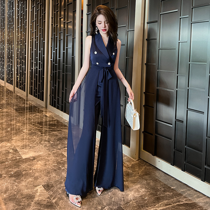 Title 3, Female Suit Collar Fake Two-piece Jumpsuit Wide...