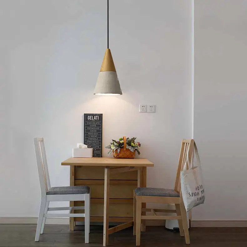 Loft Industrial Style Oak Cement Chandelier Nordic