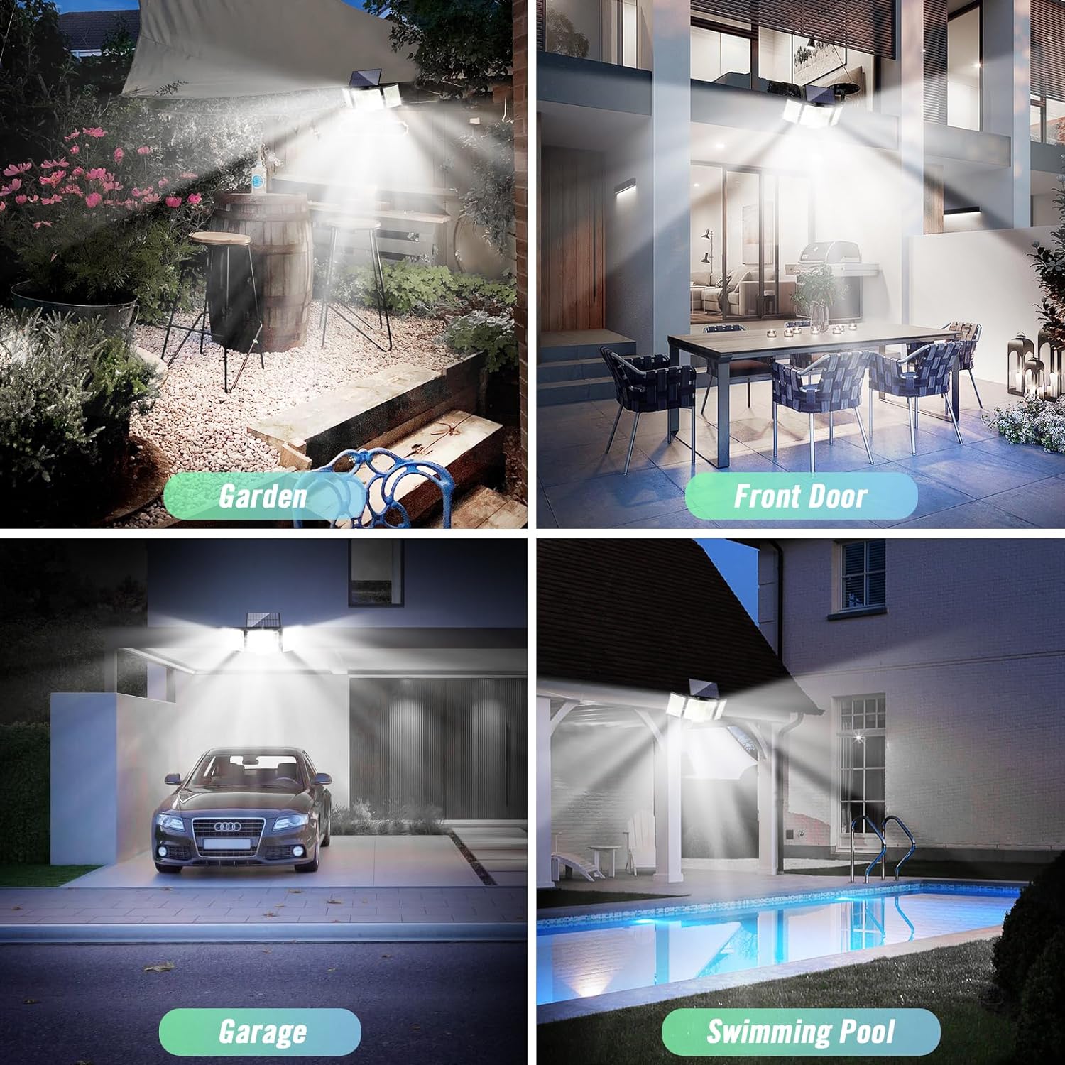1,2 Pack Solar Lights Outdoor 348 LED Motion Sensor Lights With Remote Control  3 Head Waterproof — foto 5