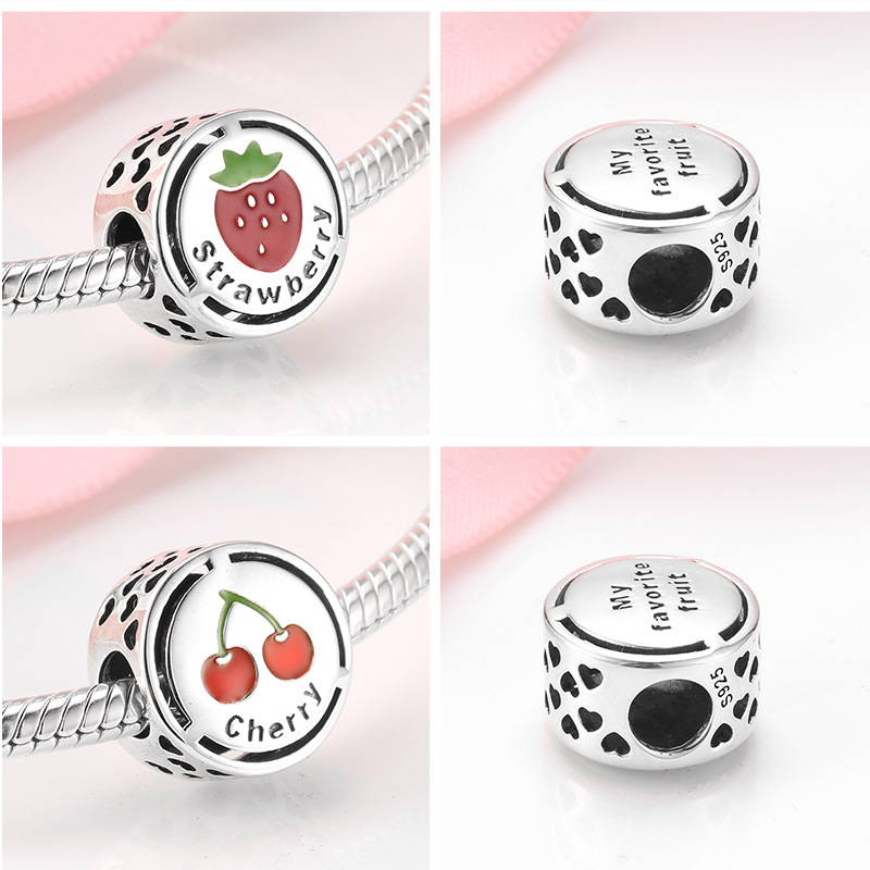 Title 1, S925 Sterling Silver Beads Round Hollow Fruit S...