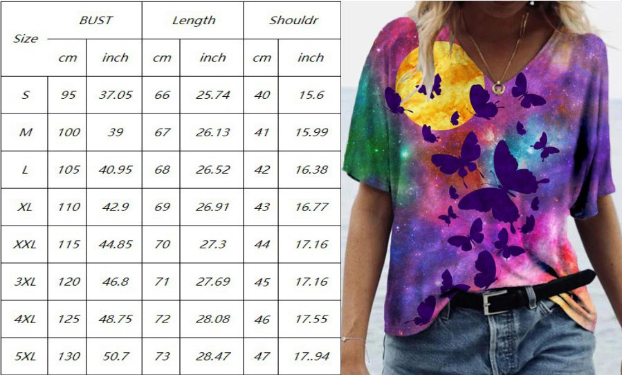 Women's Printed Wear Round Neck Casual Loose T-shirt Women's Top