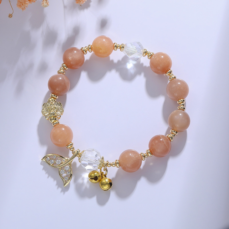 Title 9, Natural Orange Moonstone Crystal Bracelet Fishtail