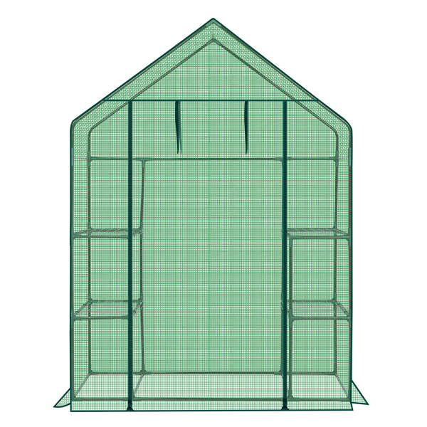 Mini Walk-in Greenhouse With PE Cover, 4-Shelf Indoor Outdoor Plant Gardening Green House For Garden Backyard, 56inch X 29inch X 77inch, Green product image