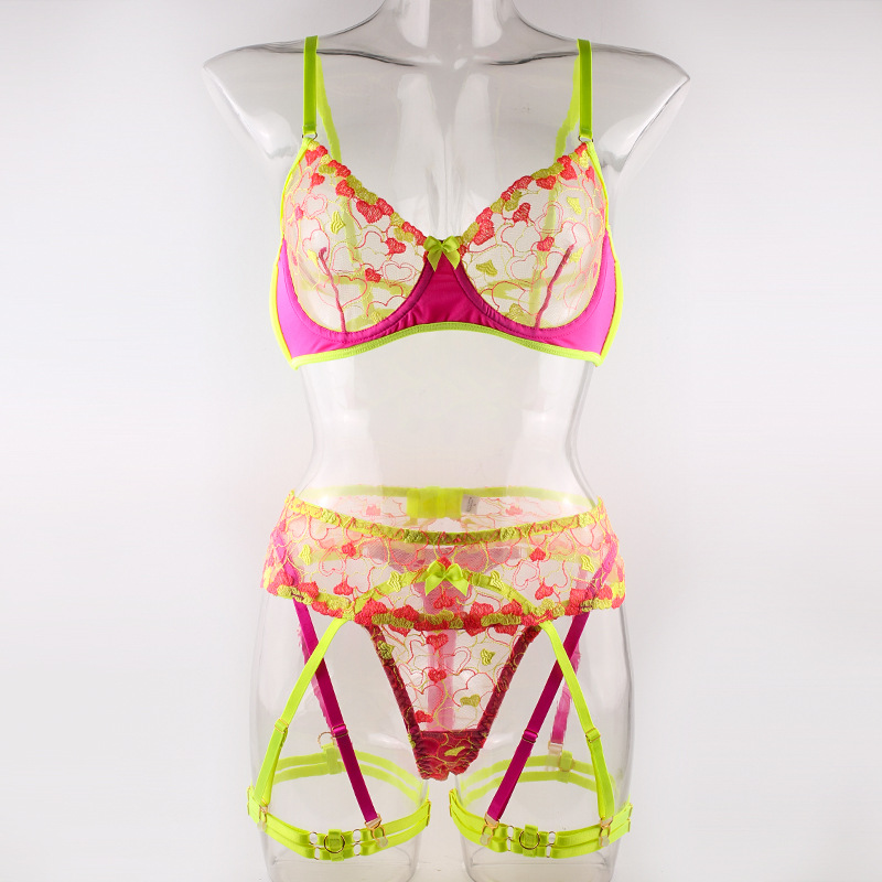 Three Piece Sock Sexy Underwear Set Red And Yellow - Shop at LoveMi