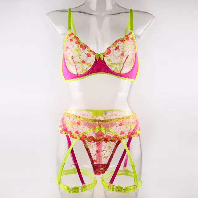 Three Piece Sock Sexy Underwear Set Red And Yellow - Shop at LoveMi