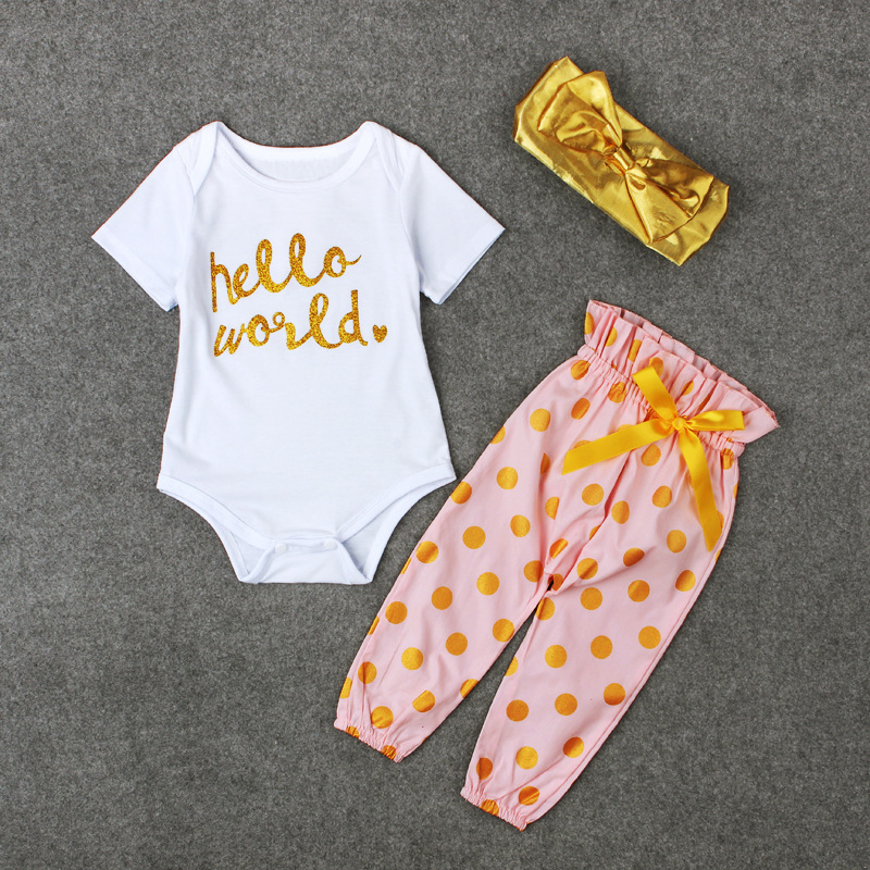 Three-piece Children's Romper With English Letters