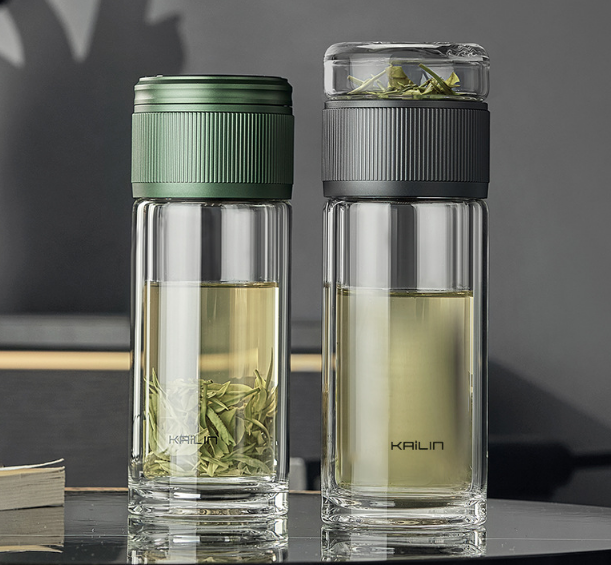 Tea And Water Separation Tea Cup Double Glass Crystal Water Cup