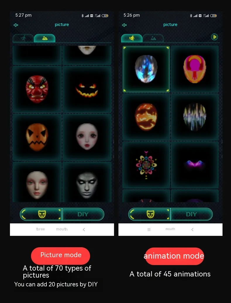 Halloween Face Masks Full Color LED Luminous