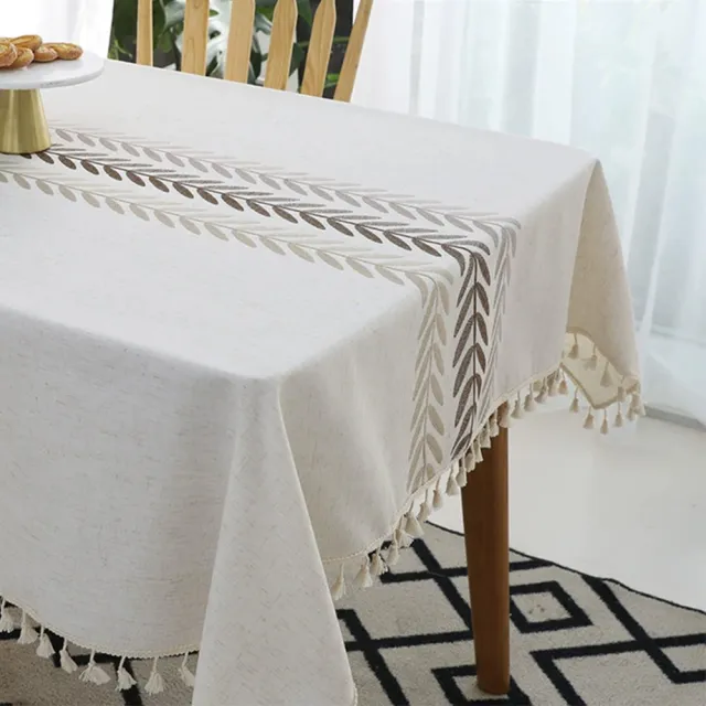 Cotton Linen Rectangular Tablecloth With Tassel Square Table Cloth Dust Proof Table Cover For Room Decor Restaurant Kitchen Dinning Room Table Cove... Brown - Shop at LoveMi