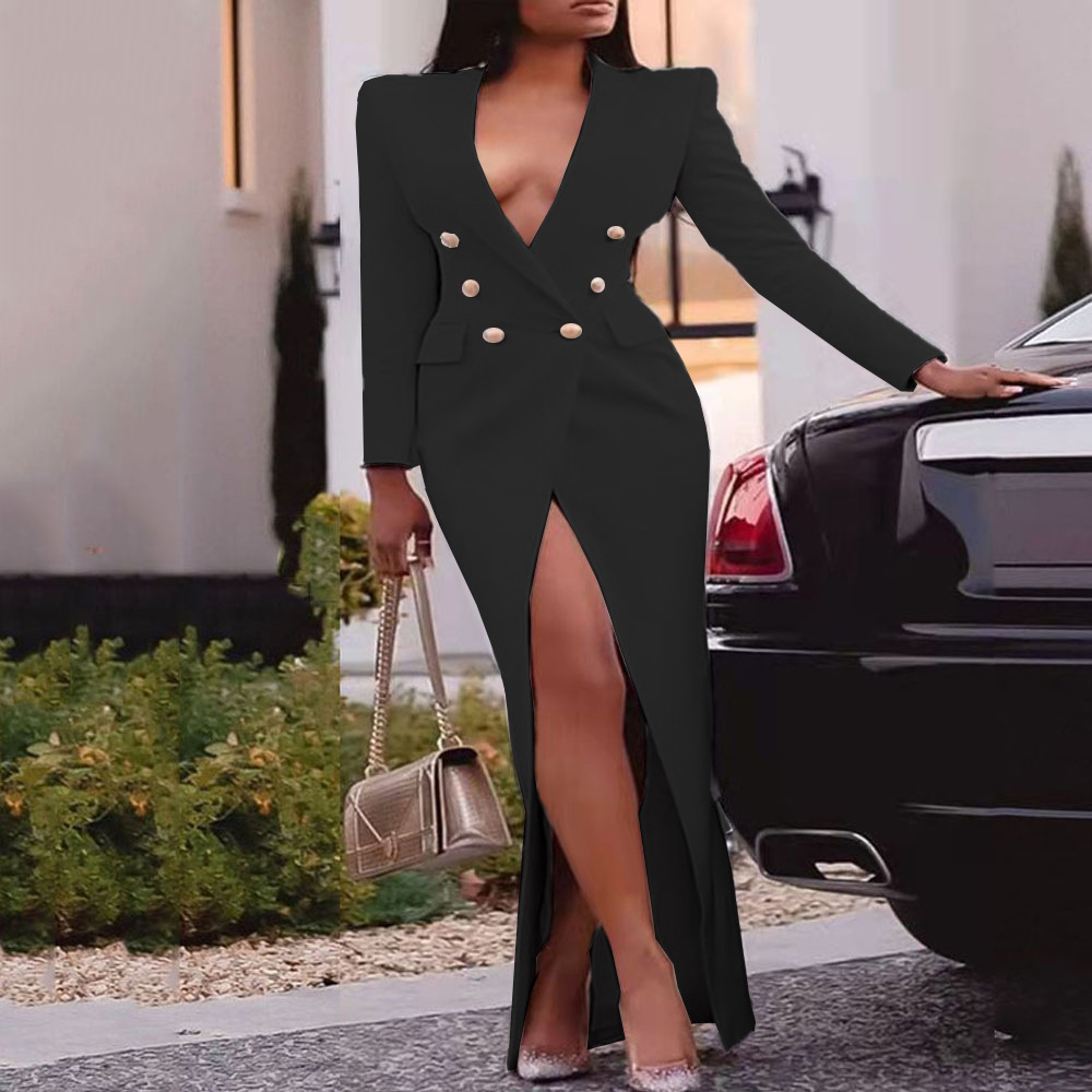 Buttoned High-Waist Long Robe Coat, picture 2 of 5