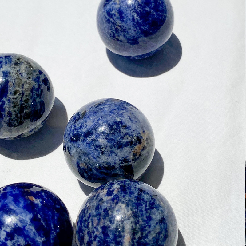 Blue Stone Ball Ornament Original Polished Crystal