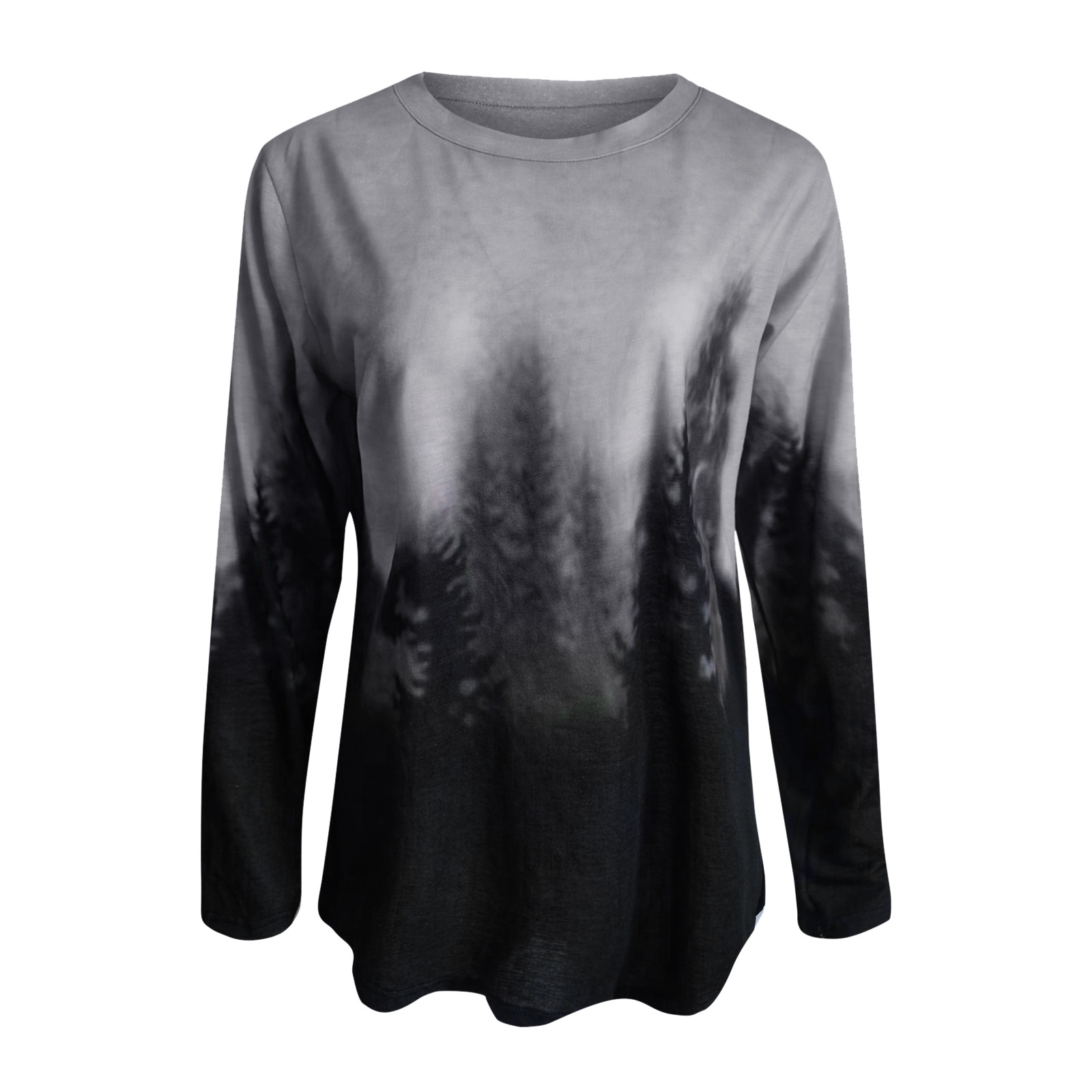 New Round Neck Long-sleeved Digital Positioning Printing Top T-shirt