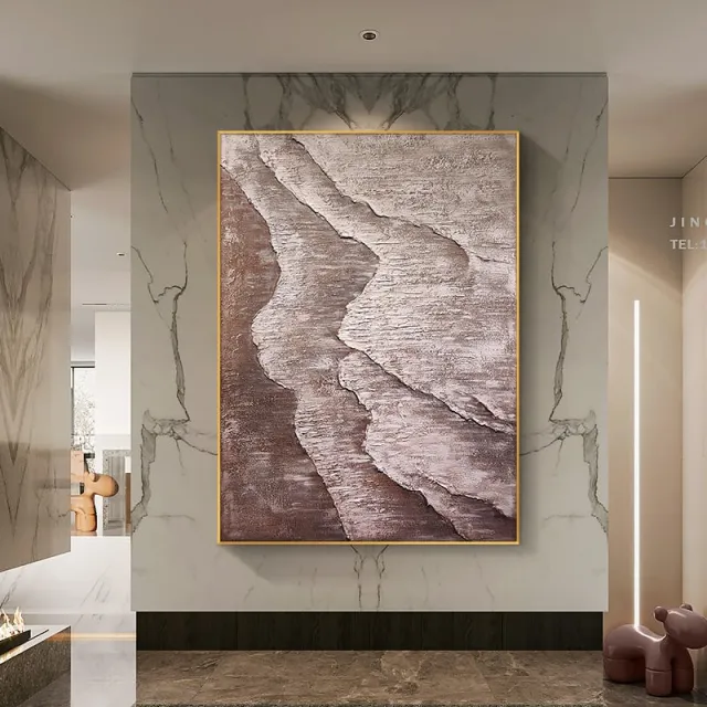 Large Abstract Handmade Oil Painting Textured Waves Modern Wall Art On Canvas Minimalist Wall Home Decoration Without Inner Frame - Shop at LoveMi