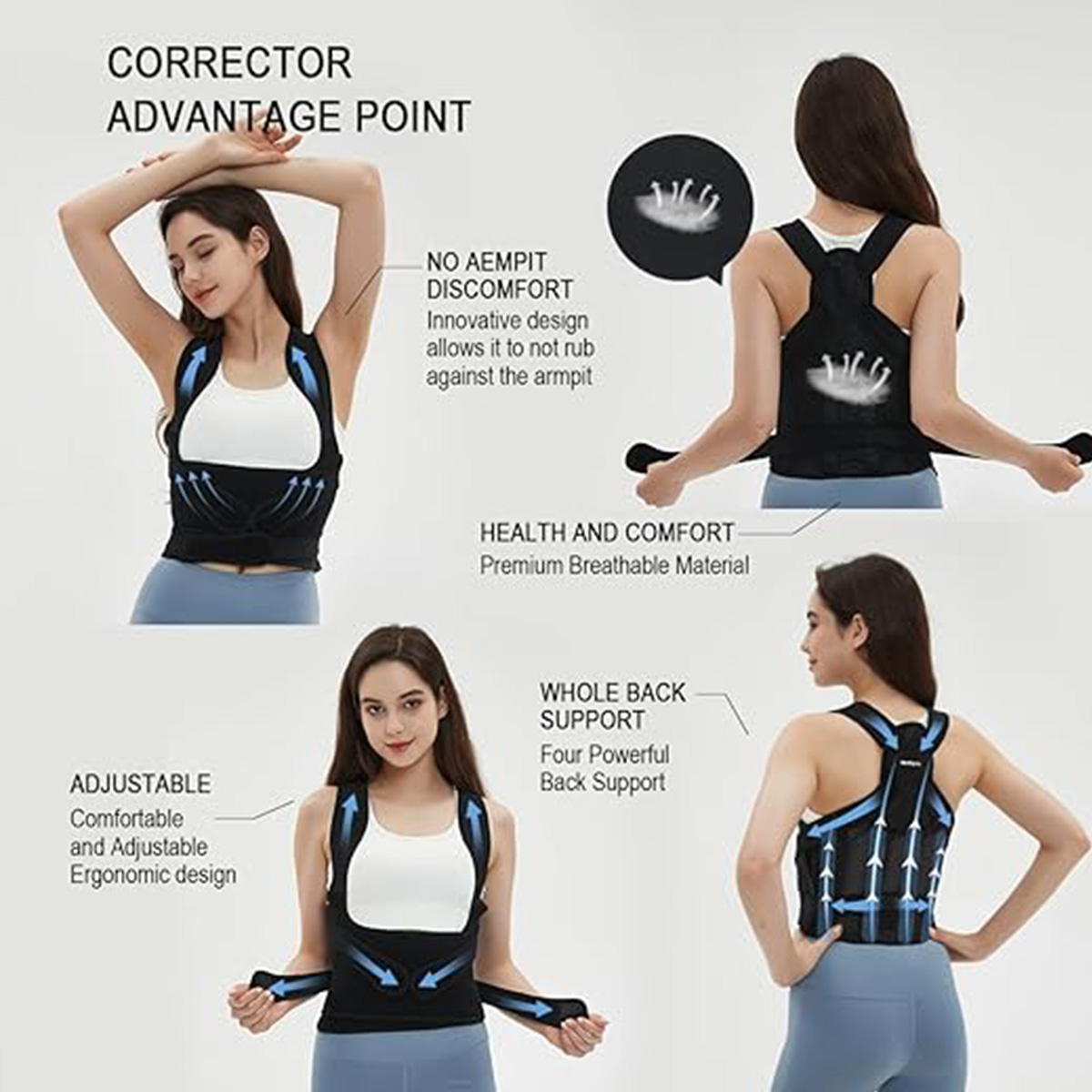 Slimming Waist Trainer Vest Body Shaper. SHAPERKY Posture Corrector for Women. Back Brace Posture Corrector. Posture Corrector for Women and Men, Adjustable Upper Back Brace for Posture Hunchback. Five posture corrector products. Product Description: SHAP