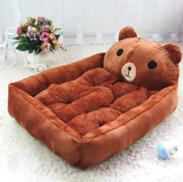 Kennel removable and washable Teddy cartoon pet nest pet supplies large dog golden retriever dog bed mat Brown Bear - Shop at LoveMi