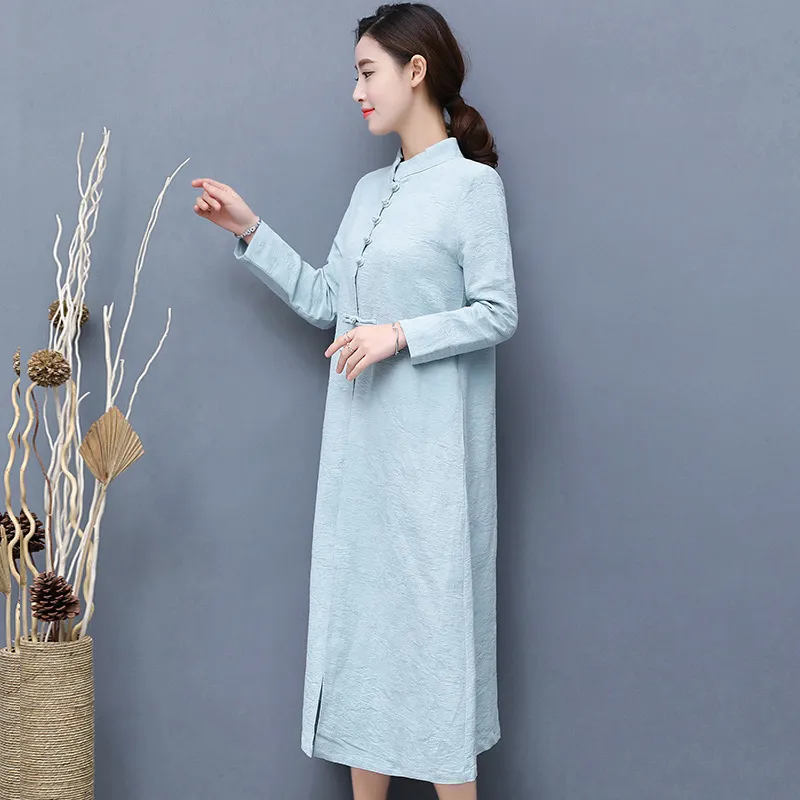Women's Art Retro Cotton And Linen Windbreaker - Green