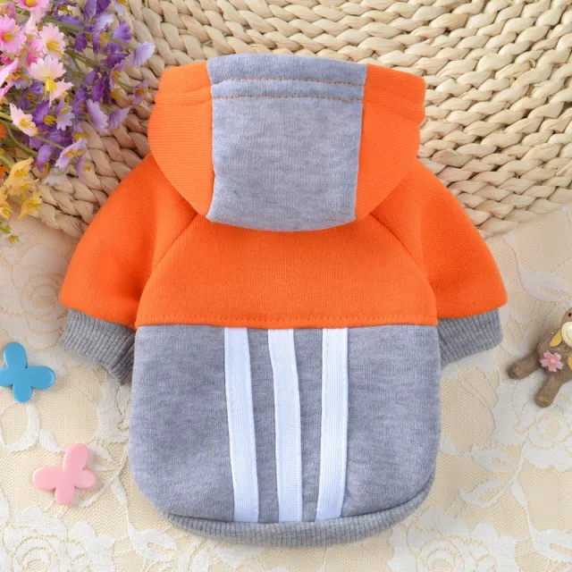Pet Clothes Dog Clothes Fashion Fleece Hooded Contrast Sweater Grey - Shop at LoveMi
