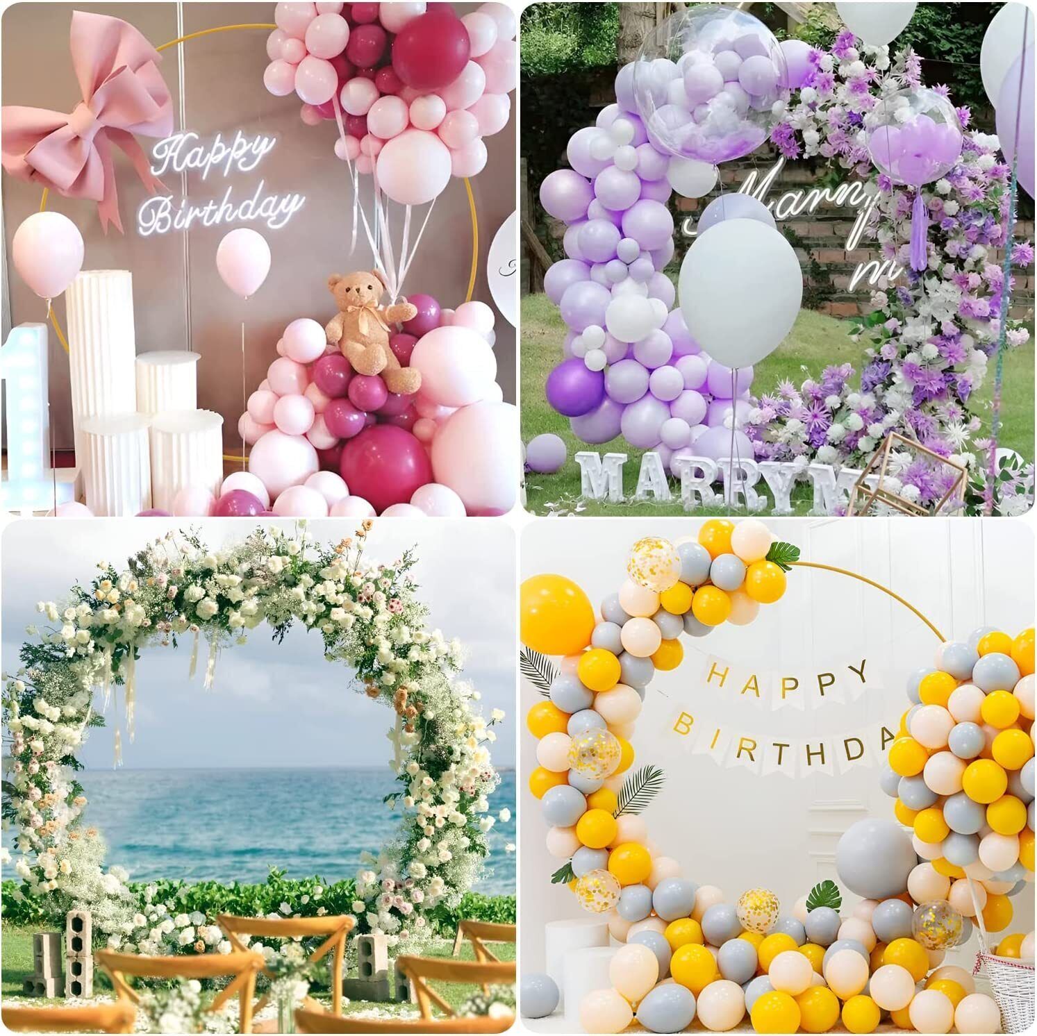 2M Round Hoop Balloon Arch Backdrop Flower Gold Display Stand Frame Wedding — image 10