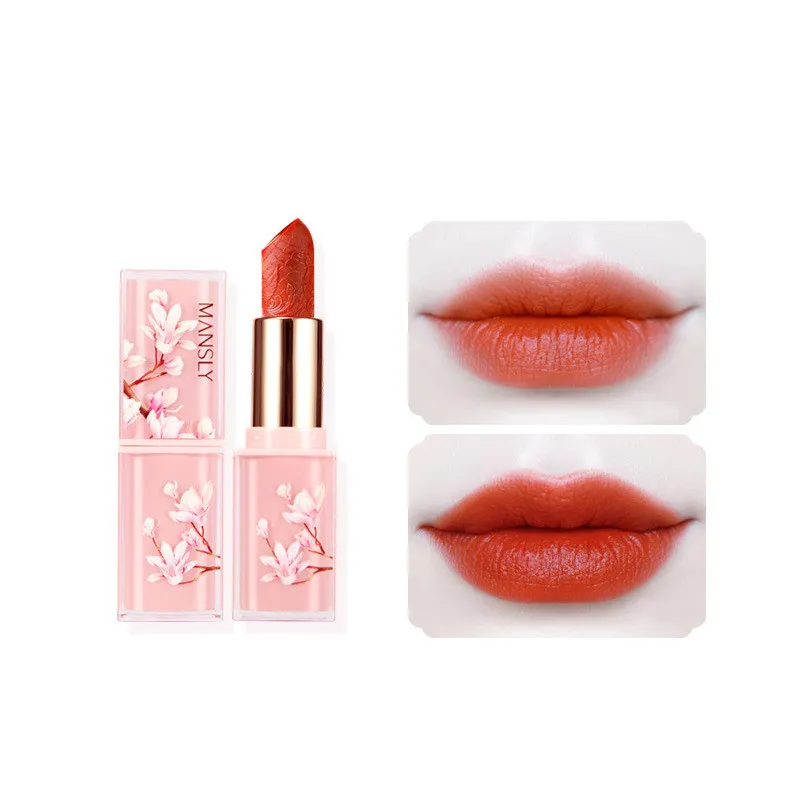 Carved Velvet Matte Lipstick Waffle Skin Whitening And Moisturizing - Tea Colour