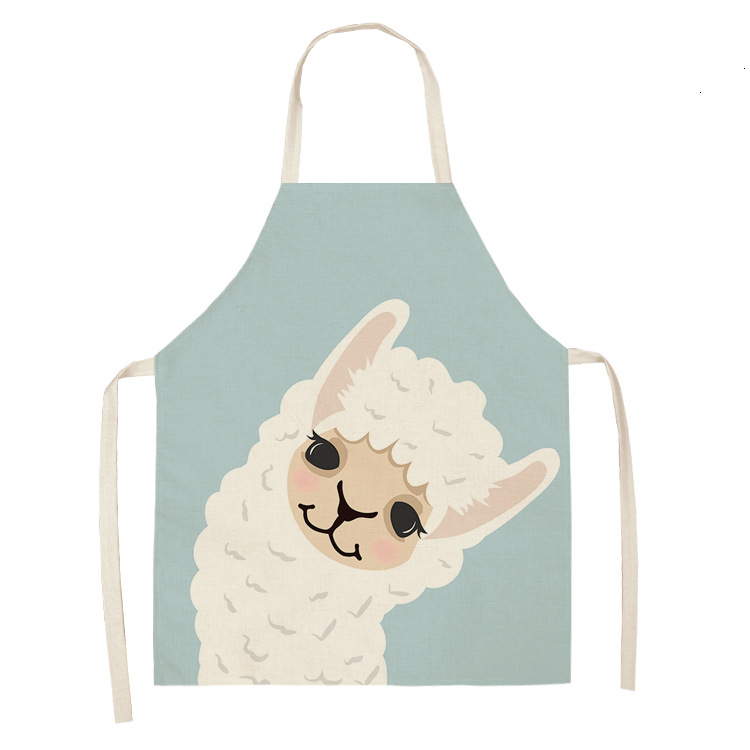 Title 19, Alpaca Cartoon Cotton Linen Apron Sleeveless An...