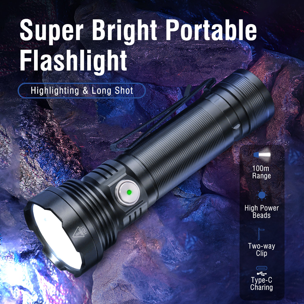 BORUiT ET28 2500LM 5LEDs Flashlight Type-c Rechargeable Torch Waterproof — image 3