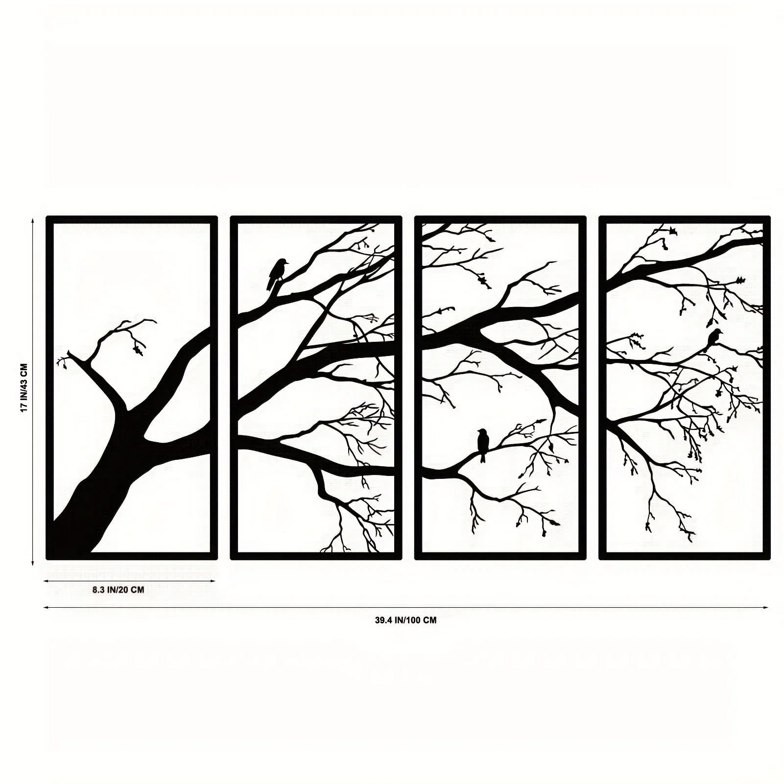 Luxury Metal Wall Art Decor Set Of 4 - Black Tree Of Life Sculpture view 11