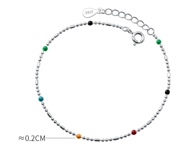 Title 1, Ethnic Simple Silver Color Bead Bracelet